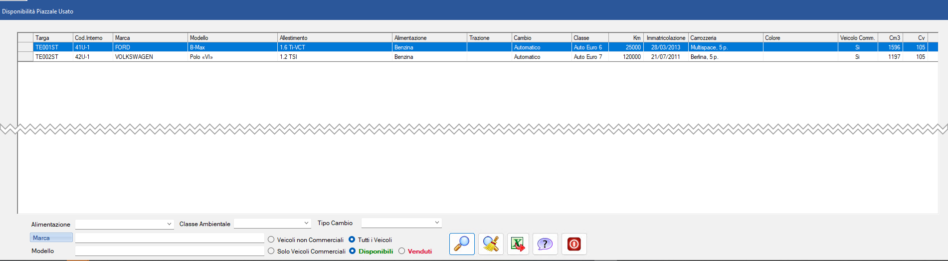 Disponibilità automezzi sul piazzale Disponibilità automezzi sul piazzale